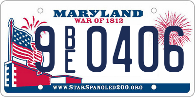 MD license plate 9BE0406