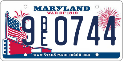 MD license plate 9BE0744