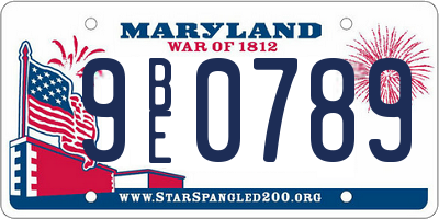MD license plate 9BE0789