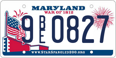 MD license plate 9BE0827