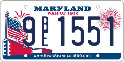 MD license plate 9BE1551