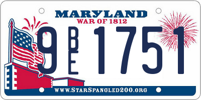 MD license plate 9BE1751