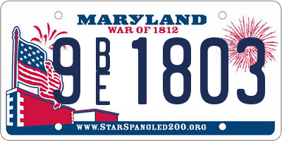 MD license plate 9BE1803