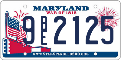 MD license plate 9BE2125