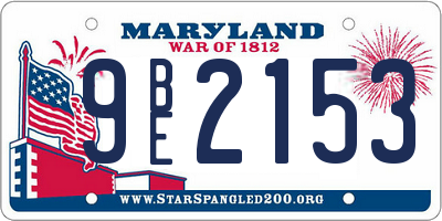 MD license plate 9BE2153
