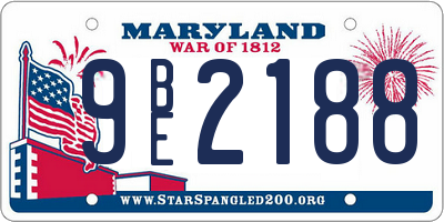MD license plate 9BE2188