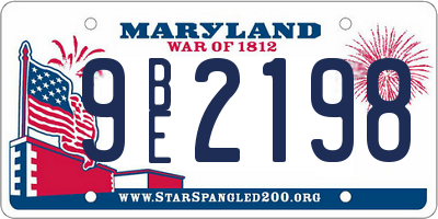 MD license plate 9BE2198
