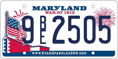 MD license plate 9BE2505