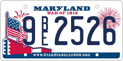 MD license plate 9BE2526