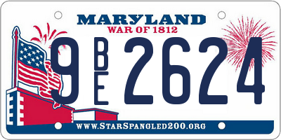 MD license plate 9BE2624