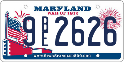 MD license plate 9BE2626