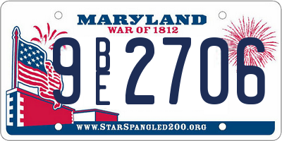 MD license plate 9BE2706