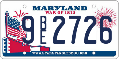 MD license plate 9BE2726