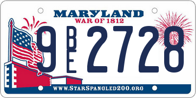 MD license plate 9BE2728
