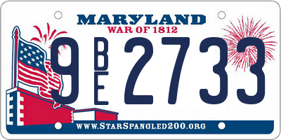 MD license plate 9BE2733