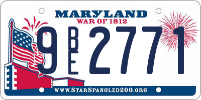 MD license plate 9BE2771