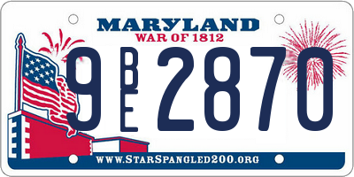 MD license plate 9BE2870