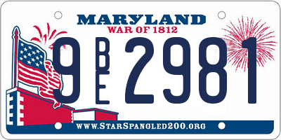 MD license plate 9BE2981