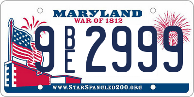 MD license plate 9BE2999