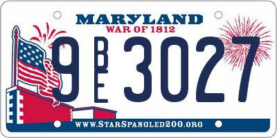 MD license plate 9BE3027