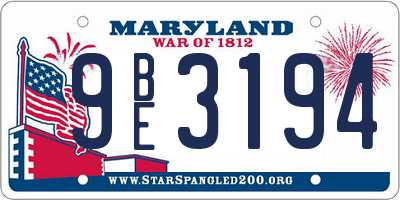 MD license plate 9BE3194