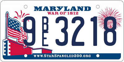 MD license plate 9BE3218