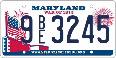 MD license plate 9BE3245