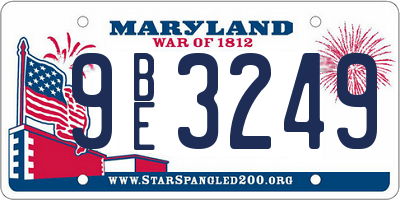 MD license plate 9BE3249