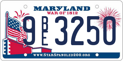 MD license plate 9BE3250