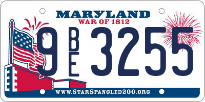 MD license plate 9BE3255