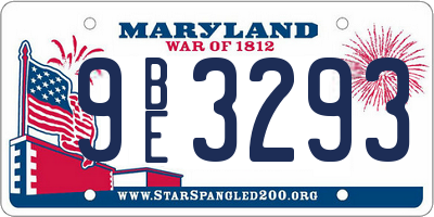 MD license plate 9BE3293