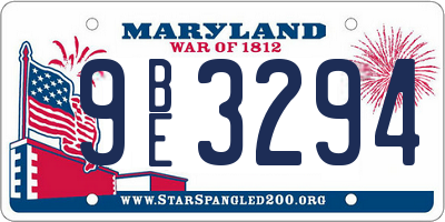 MD license plate 9BE3294