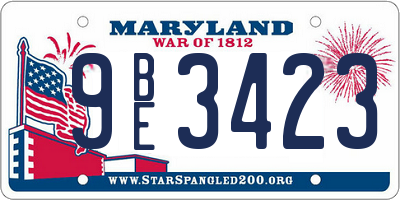 MD license plate 9BE3423