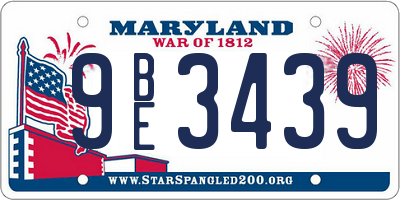 MD license plate 9BE3439