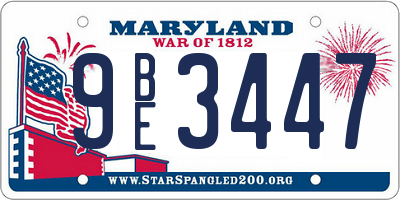 MD license plate 9BE3447