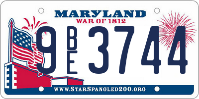 MD license plate 9BE3744