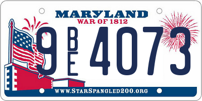 MD license plate 9BE4073