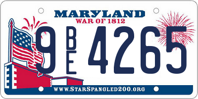 MD license plate 9BE4265