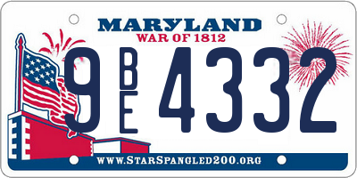 MD license plate 9BE4332