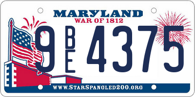 MD license plate 9BE4375