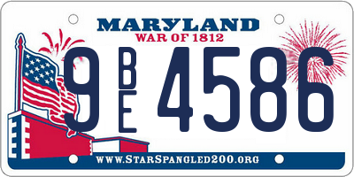 MD license plate 9BE4586