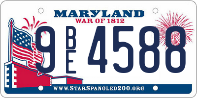 MD license plate 9BE4588