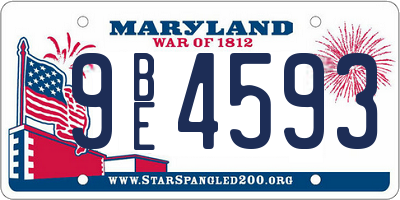 MD license plate 9BE4593