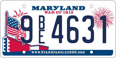 MD license plate 9BE4631