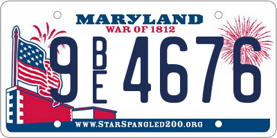 MD license plate 9BE4676