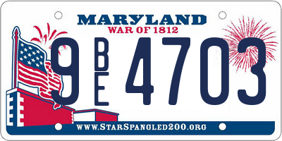 MD license plate 9BE4703