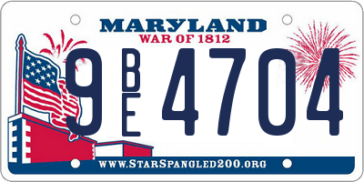 MD license plate 9BE4704