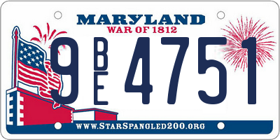 MD license plate 9BE4751