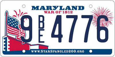 MD license plate 9BE4776