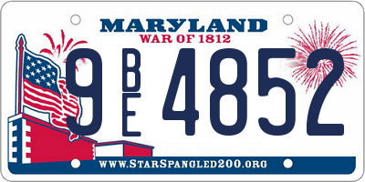 MD license plate 9BE4852